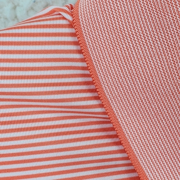 RLX Ralph Lauren Golf Polo Shirt Orange Wht Micro Stripe XL Performance Wicking - Picture 9 of 13
